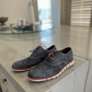 COLE HAAN Zerogrand Wingtip Oxford in color Light Blue, Men’s Size US 9